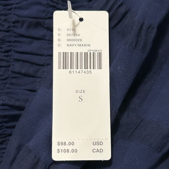 Anthropology Maeve Navy Puff Sleeve Smocked Top - Picture 4 of 8